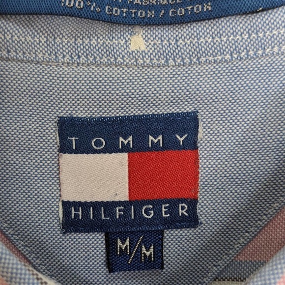 Tommy Hilfiger Mens Medium Pastel Striped Button Down Shirt Long Sleeve Cotton - Picture 4 of 5